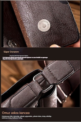 2'li Erkek Omuz Çantası Seti - Koyu Kahve Koyu Kahverengi