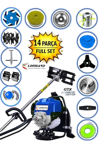 Cros Lombard İtaly Rosarıo-14 7800 Seri Sırt Tırpan+ Akrobat Çapalama + Toprak Eşeleme 14 Parça Özel Set
