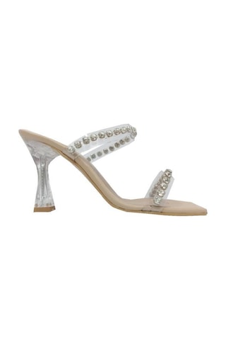 Gng 35001 Şeffaf Topuk Fashion Kadın Terlik Bej