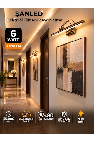 6w Elektrikli Flüt Led Aplik Eskitme Renk Gün Işığı Ayarlanabilir Başlık 1 Adet