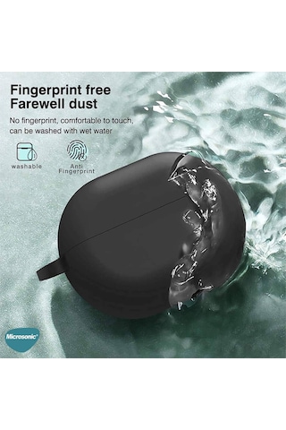 Koodmax Huawei Freebuds Pro Uyumlu Silikon Kılıf + Metal Kopça - Siyah