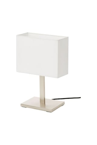 Masa Lambası-Kare Abajur 36 cm Nikelaj Kaplama-Beyaz Renk 8.6 W