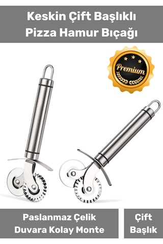 Çift Başlıklı Hamur Ruleti Pizza Kesme Aparatı Mantı Kesme Bıçağı