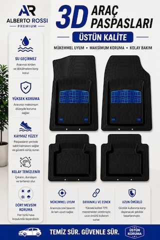 Ford Mustang Mach-e 2026 Model Uyumlu Joker Mavi 5d Havuzlu Paspas Yumuşak Kaymaz Taban