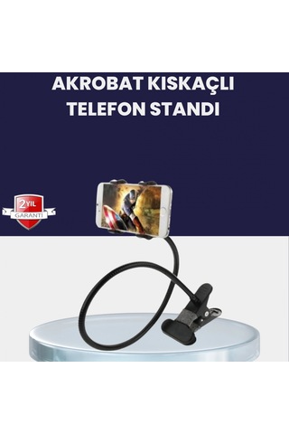 Mandallı Akrobat Telefon Tutucu Masa Ve Araç Uyumlu 500 G Taşıma Kapasiteli Çok Renkli