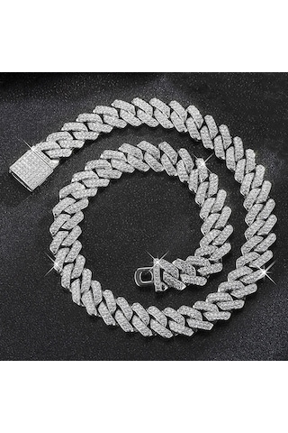 Erkek Zirkon Taşlı Kolye Bileklik Çelik Set 8759 Gümüş