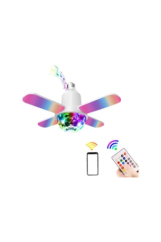 Skycity Bluetooth Rgb Renkli Müzik Işığı - 24w E26/e27 Evrensel Mini Dört Yaprak Projeksiyon Lambası