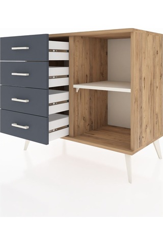 Hyperion Şifonyer Tek Raflı 4 Çekmeceli 88x44x80 Çam-aytaşı/antrasit Aytaşı/antrasit
