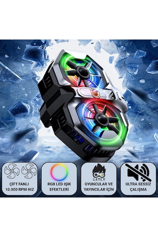 Coofbe Yarı İletken Soğutmalı Çift Fanlı Telefon Soğutucu Soğutma Radyatörü Tüm Telefonlara Uyumlu