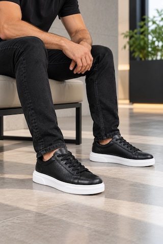 In Step Tuna Hakiki Deri Siyah- Beyaz Taban Günlük Unisex Günlük Ayakkabı