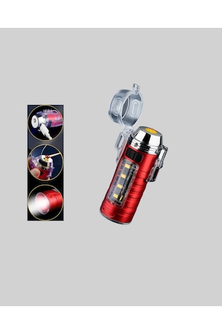 Usb Şarjlı Rüzgar Geçirmez Elektrikli Çakmak El Fenerli - Lisinya Ahşap