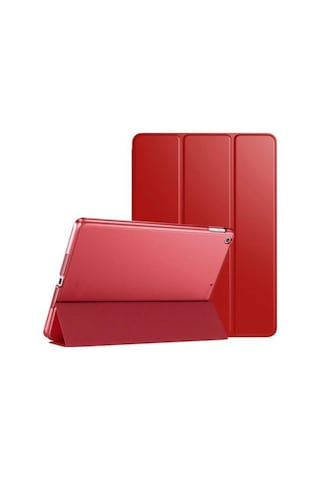 Apple Uyumlu iPad 5. 6. Nesil 2017 2018 9.7" Inc Kılıf Smart Cover Katlanabilir Standlı Akıllı Kapak Kırmızı