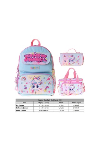 Kaukko Kids Magic Pembe Renk Kız Çocuk Üçlü İlkokul Okul Çantası Seti/takımı - Setkk-l5283a Çok Renkli