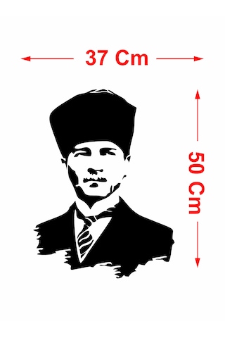 Atatürk Silüet Gazi Mustafa Kemal Büyük Türk Atatürk Başkomtan Sticker Araba Oto Motosiklet Karavan Sticker 00008 50x37 Cm