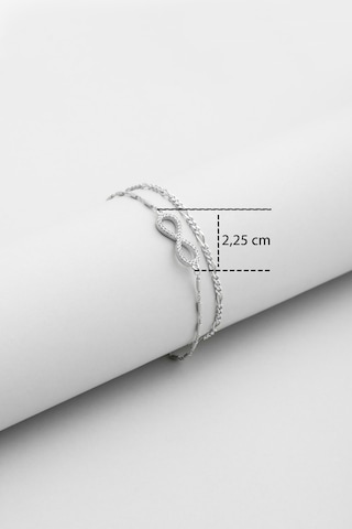 Sonsuz Aşk 18 Ayar Beyaz Altın Kaplama 19 Cm Gümüş Zincir Bileklik Beyaz