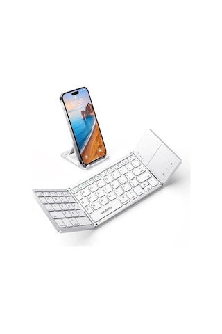 Samsung Uyumlu Samsers Touchpadli Katlanabilir Bluetooth Klavye Bt X 1 Frost Silver