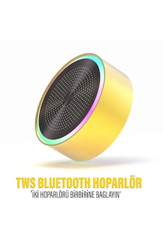 Mini Bluetooth Hoparlör Ses Bombası Tws Hoparlör Sarı