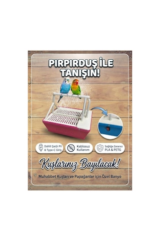Pırpırduş Bataryalı Kuş Banyosu & Mini Şelale - Pırpırduş Bataryalı Kuş Banyosu & Mini Şelale Gold Beyaz