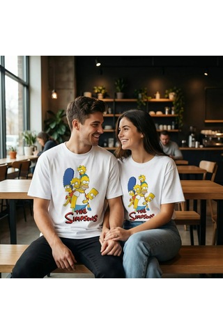 Family Bonds: The Simpsons Valentine's Day Special - Oversize T-s Beyaz