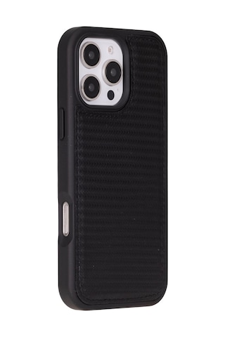 Cüzdan Taşıma Derdi Olmadan İphone 16 Pro Uyumlu Hakiki Deri El Yapımı Kart Yuvalı Kılıf Karbon Siyah Diğer
