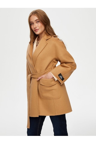 Faik Sönmez Kaşmir Karışımlı Beli Kuşaklı Kaban W26kbn011 Uw26kbn01135 Camel