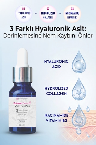 Yaşlanma Karşıtı 3 Etkili Antı Agıng Kolajen Serum 30 Ml