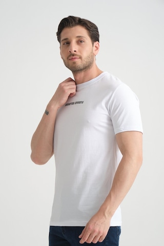 Shooter Sportwear Shooter Erkek Bisiklet Yaka Tişört Premium Pamuklu Yüksek Kalite Regular Fit Beyaz