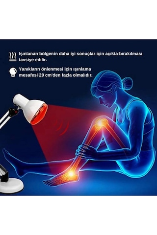 250w Kızılötesi İnfrared Isıtıcılı Fizik Tedavi Lambası Kırmızı Işık E27 Kalın Duy Lisinya Standart
