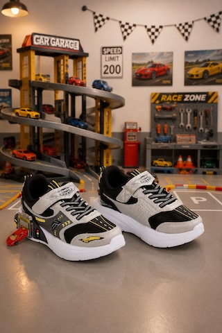 Mini Bonito Erkek Çocuk Ortopedik Garaj Tabanlı Spor Ayakkabı Çift Metal Arabalı Tasarım Gri