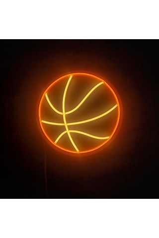 Basketbol Topu Neon Led Duvar Aydınlatması - 28x28 Cm