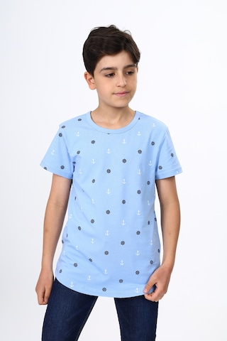 Toontoy Kids Toontoy Erkek Çocuk Dümen Ve Çapa Baskılı Tişört Mavi