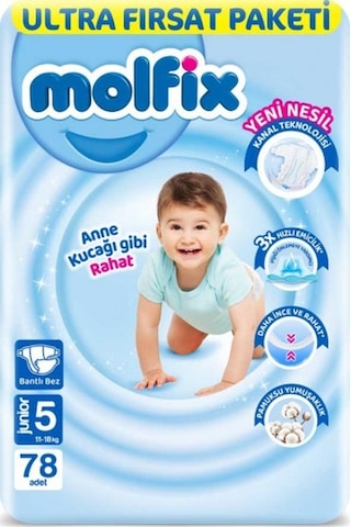 Molfix Bebek Bezi 5 Beden Junior 312'li 4'lü