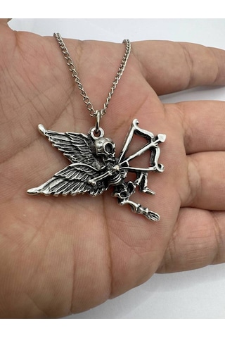 İskelet Eros Figürlü Unisex Kolye Gotik Aşk Ve Karanlık Romantizm Temalı Aksesuar Çok renkli