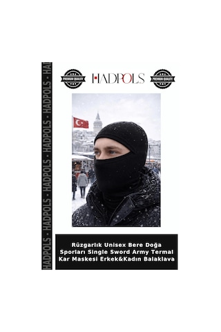 Hadpols Rüzgarlık Unisex Bere Doğa Sporları Single Sword Army Termal Kar Maskesi Erkek&kadın Balaklava Çok Renkli