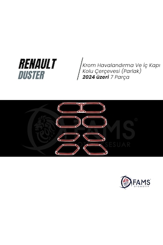 Renault Duster Krom Havalandırma Ve İç Kapı Kolu Çerçevesi 2024 Üzeri 7 Prç P.çelik Parlak