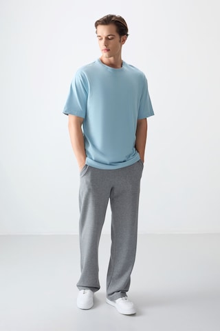 Air Jones Tommy Life Açık Mavi %100 Pamuk Kalın Yumuşak Dokulu Oversize Fit Basic Erkek T-shirt - 88353 Açik Mavi