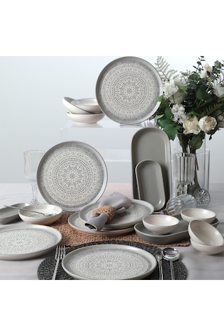 Keramika Stone Kahvaltı Takımı 18 Parça 6 Kişilik 21426-27 Keramika Stone Kahvaltı Takımı 18 Parça 6 Kişilik 21426-27