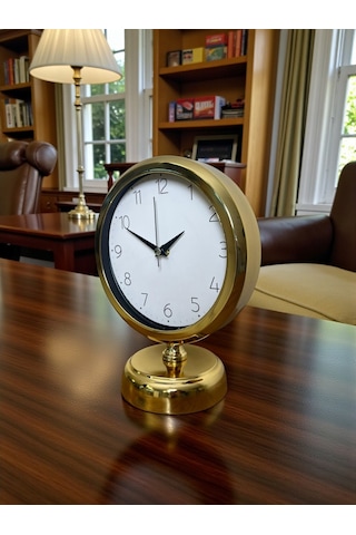 Büro Ev Ofis Hediyesi İçin 20x25cm Golden Dekor Metal Masa Saati Diğer