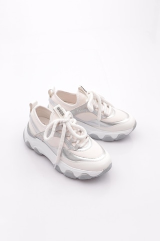Dgn B2011 Kadin Kalin Taban Sneakers Beyaz Gümüş