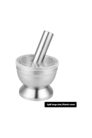 Wezone Ev Kullanımlı 304 Çelik Pestle Ve Mortar - Biber, Sarımsak, Baharat Öğütücü - Mini, Dayanıklı, Kolay Temizlenir Büyük Boy, Plastik Kapak Diğer