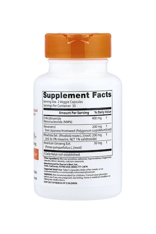 Doctor's Best Nmn+ Nicotinamide Resveratrol Rhodiola 60 Veggie Caps