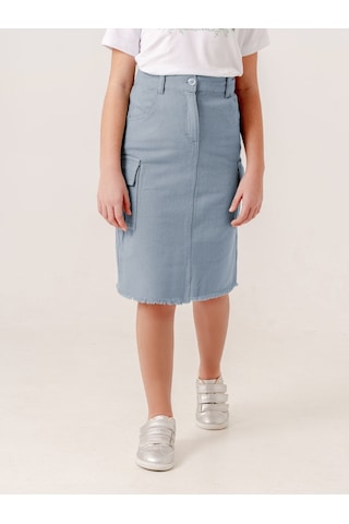 Kız Çocuk Kargo Keten Etek 2959 Mavi