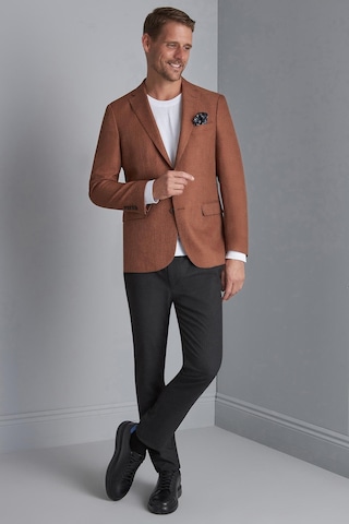 Erkek Kiremit Slim Fit / Dar Kalıp Mono Yaka Ceket-10538 Kahverengi