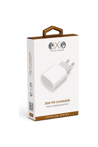 Exe 20w Pd Hızlı Şarj Adaptörü Usb-c Ev Tipi Şarj Aleti Beyaz