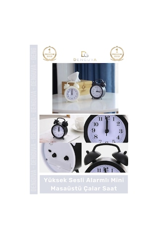Çalarsaat Premium Sessiz Akar Mekanizma Ofis Masaüstü Komodin Küçük Analog Dekoratif Çalar Saat Çok Renkli