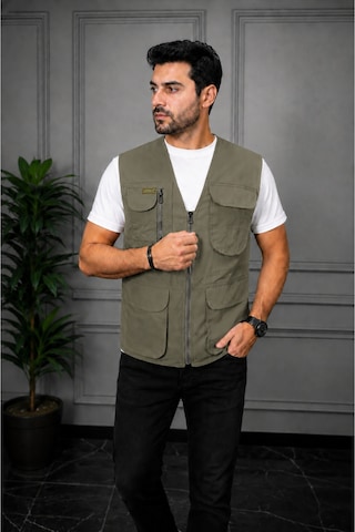 Modmen Erkek Avcı Yeleği Erkek Outdoor Yelek Erkek Yelek Yeşil