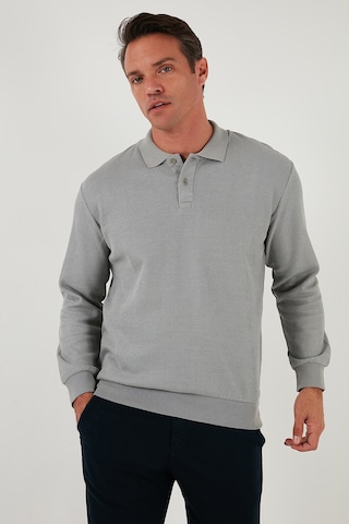 Buratti Pamuklu Regular Fit Düğmeli Polo Yaka Erkek Sweat 5905739 Gri