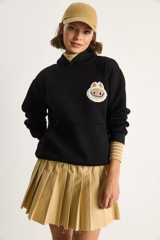 Shade Kadın Nakış İşlemeli Kapüşonlu Kanguru Cepli Sweatshirt 6045 60284098 - Siyah