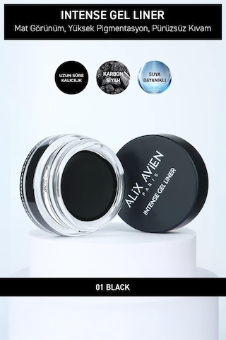Alix Avien Yüksek Pigmentli Suya Dayanıklı Uzun Süre Kalıcı Mat Jel Eyeliner Intense Gel Liner 01 Black