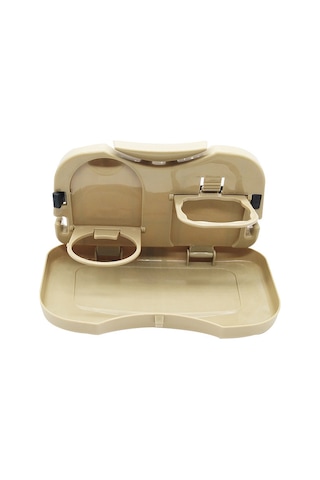 Shineyee Araba Arka Koltuk Folding Masa - Yemek İçeceği Tutucu, Telefon Tutucu, Çok Fonksiyonlu Depolama Rafı - Bej